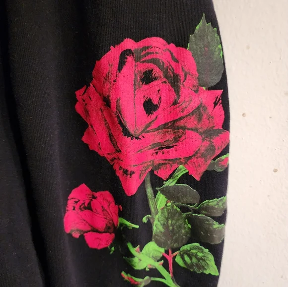 Forever 21 sweat set Rose logo XL joggers L hoody Black & Red new no tags washed - Picture 3 of 15